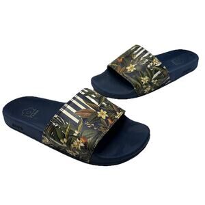Farm Rio Pattern Printed Floral Striped Anatomic Slide Sandals Size 8/9